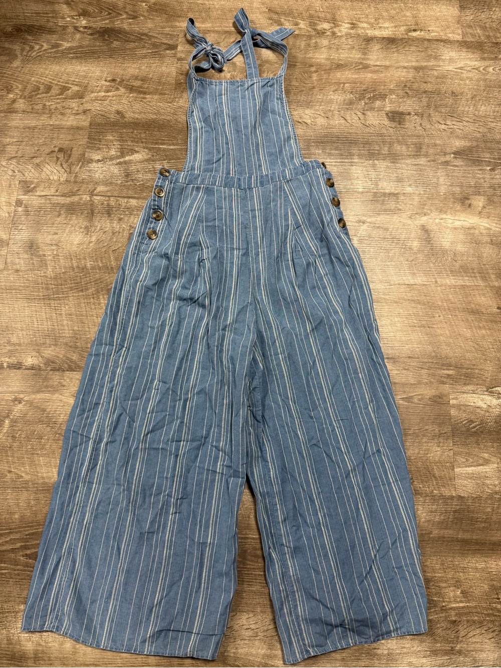 American Eagle Wide Leg Striped Overall Jumpsuit Size Small